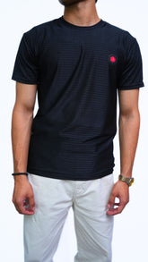 Men's Black Textured Imported T-shirt